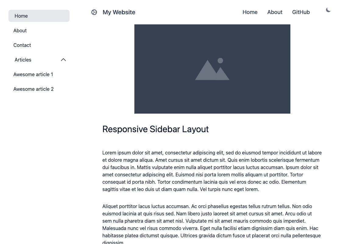 Svelte Sidebar Layout Flowbite