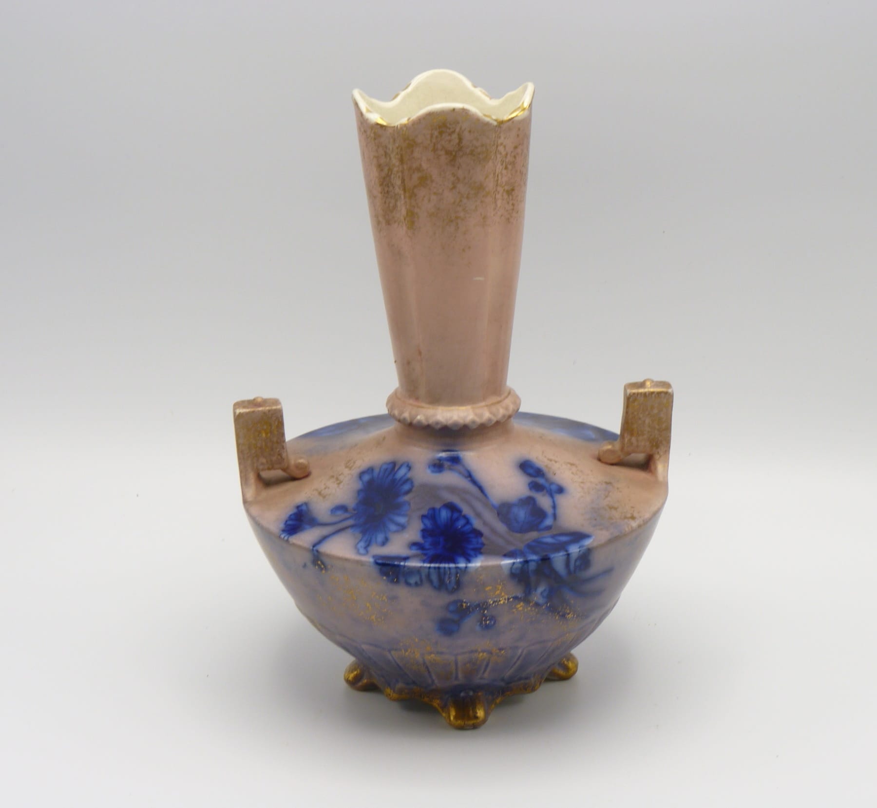 Flow Blue Pink Ground Vase Jackie's Antique Showcase