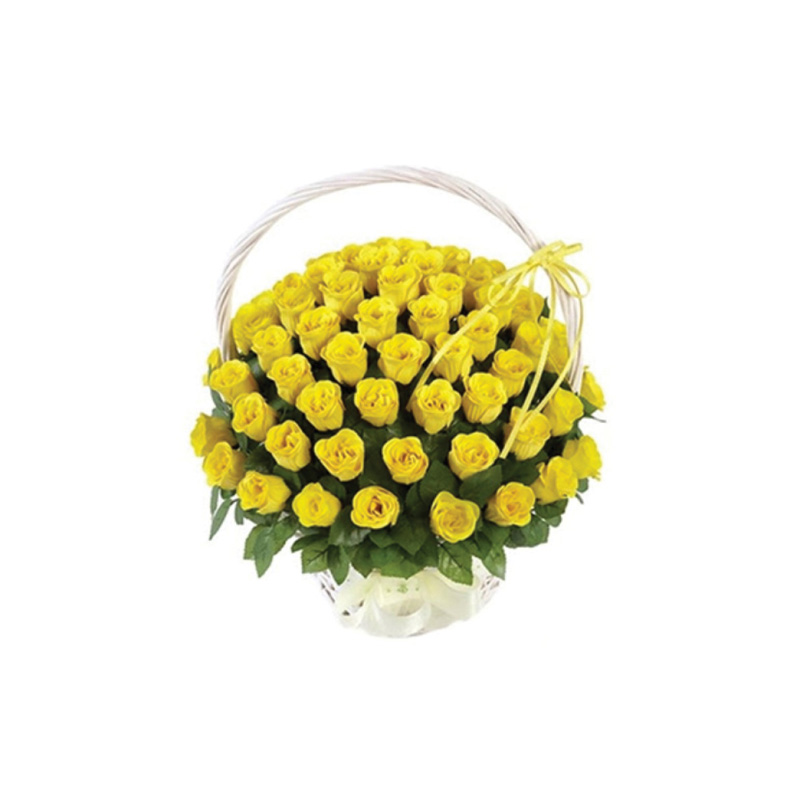 25 Yellow Roses In A Basket flowercart