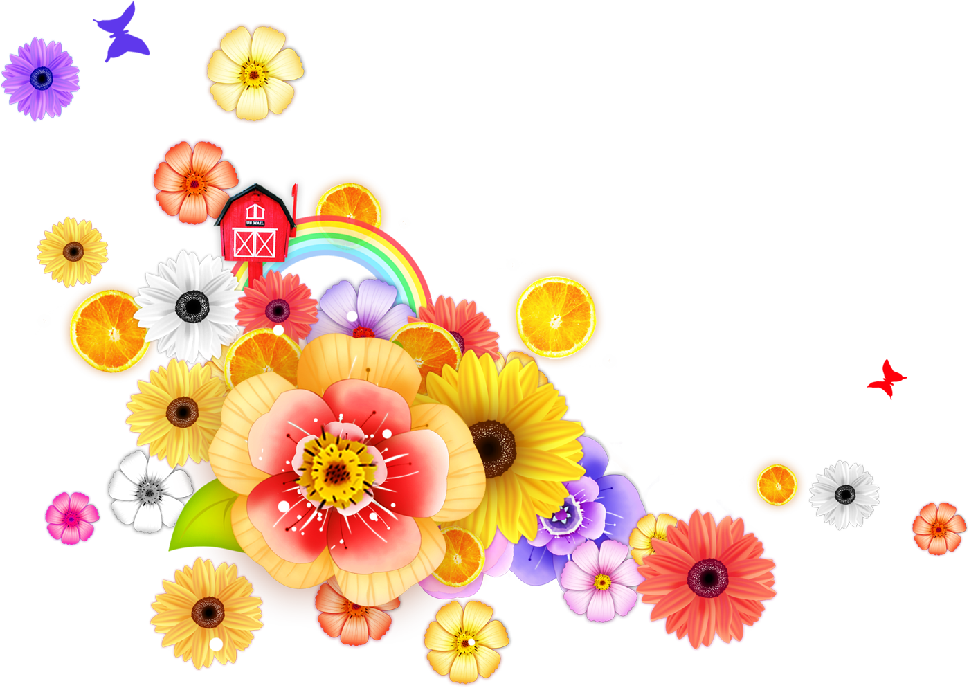 3色のお花のイラスト 無料イラスト素材｜素材ラボ ポップでかわいい花のイラスト・フリー素材／No.337『カラフルフラワー』