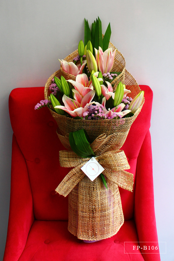 Bouquet of 4 Stems of Stargazer Lily Flower Patch Online Flower