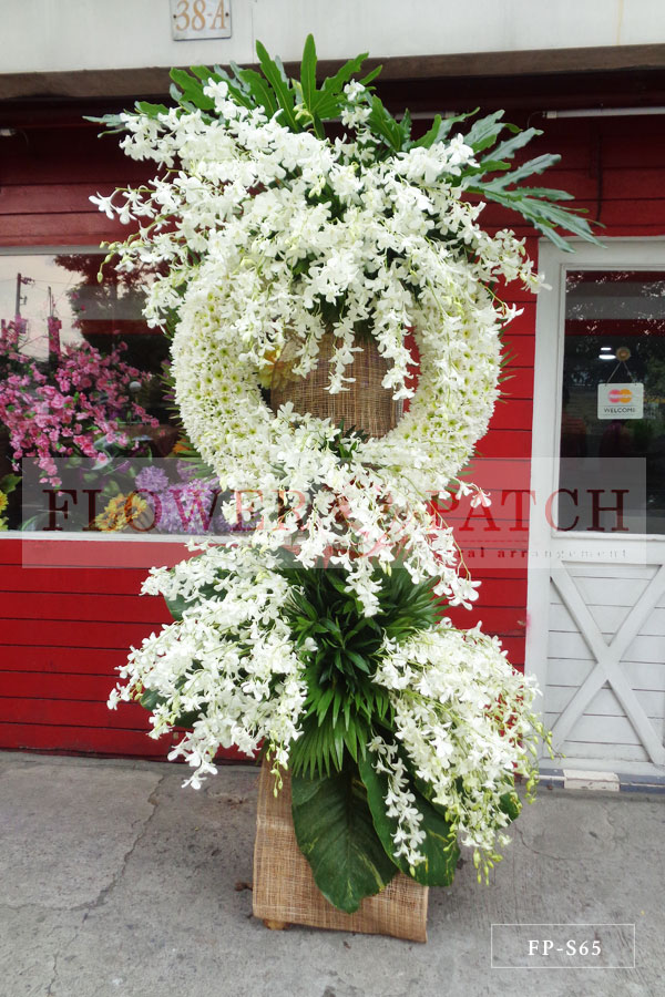 Wreath Arrangement of Orchids & Mums Sympathy & Funeral Flowers