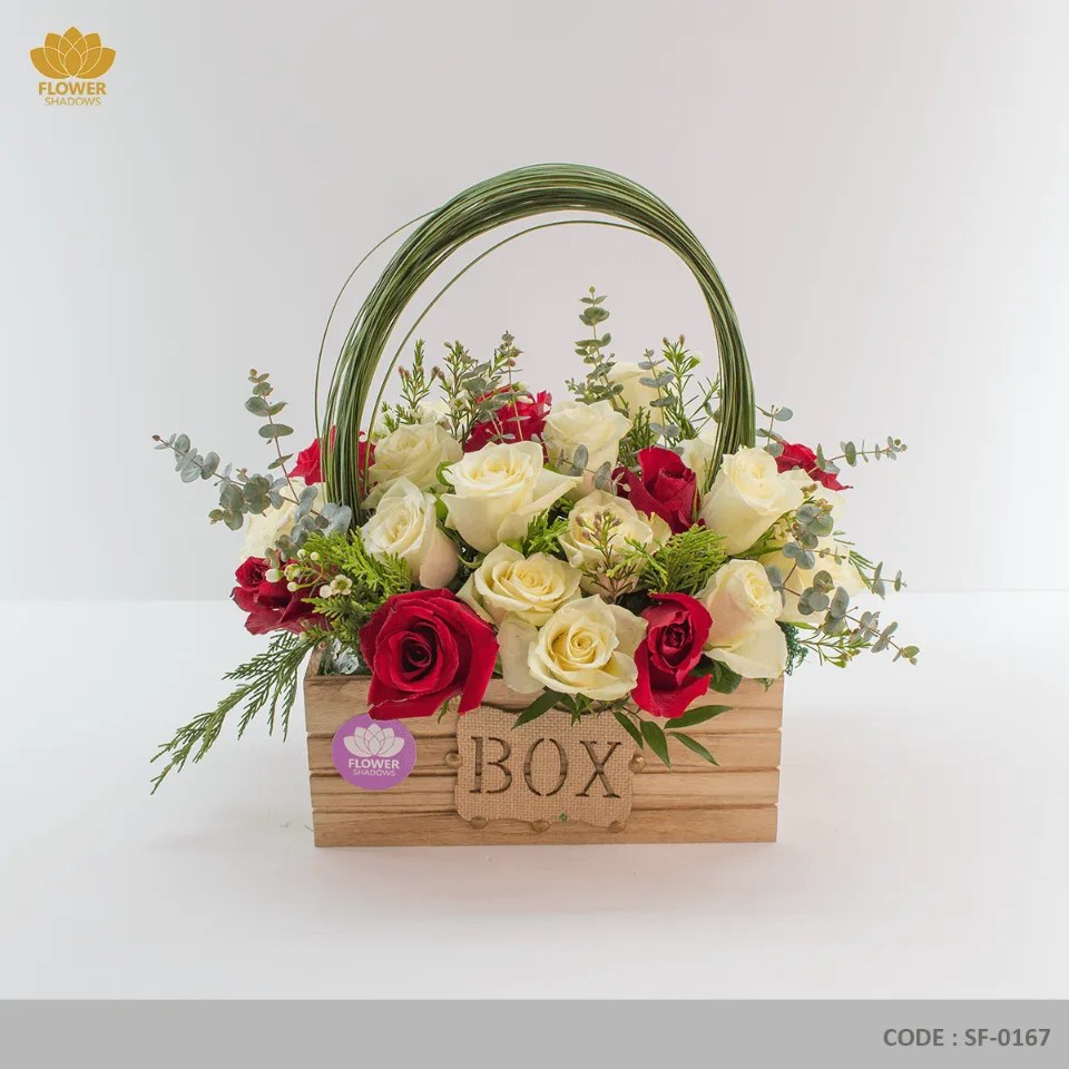 25pcs Roses Wooden Box Flower Shadows