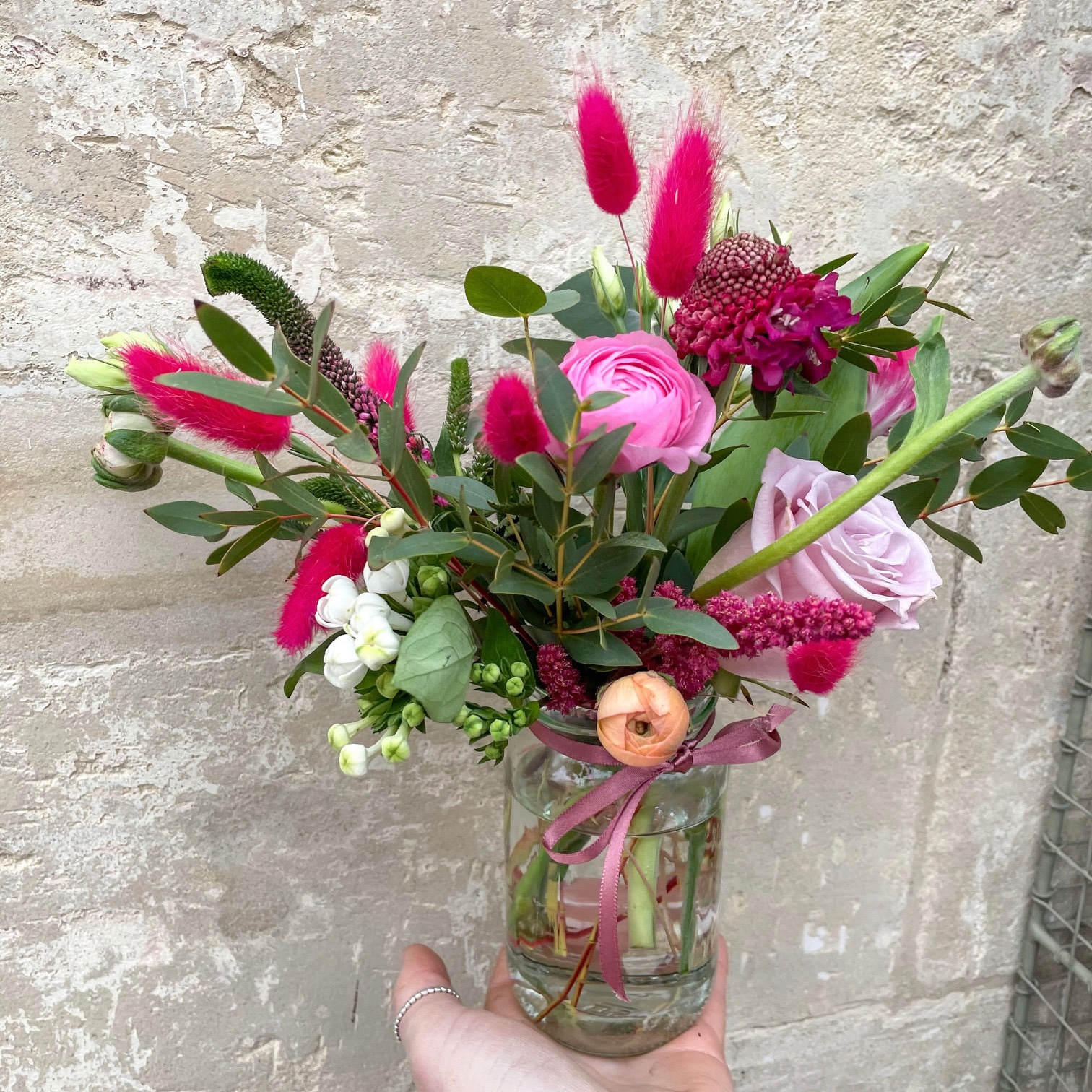 Jam Jar of Fresh Seasonal Flowers Flowers of Bath