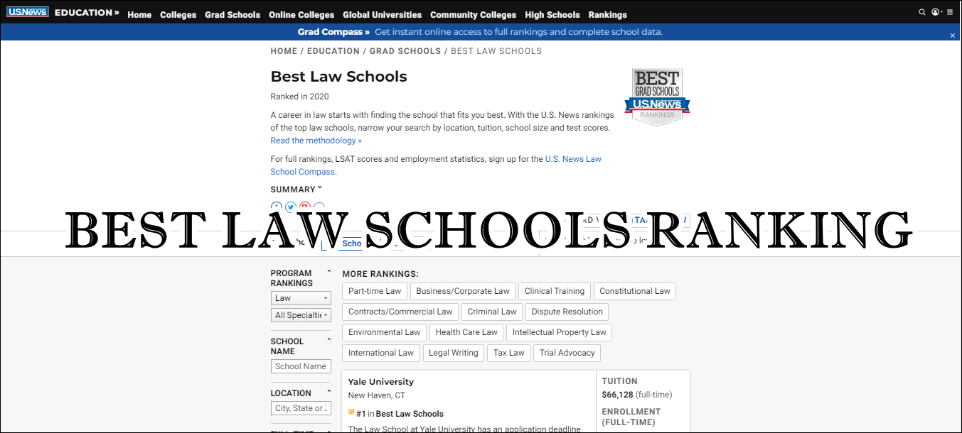 【LLM留學準備】Best Law Schools Ranking全美法學院排行榜 原來是美花