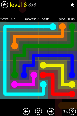 Flow Free Solutions - Flow Regular Pack Set 8x8 Level 8