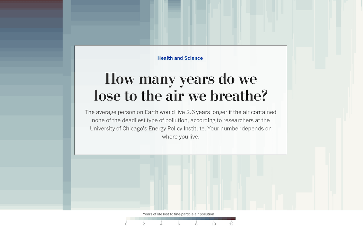 Years of life lost due to breathing bad air FlowingData