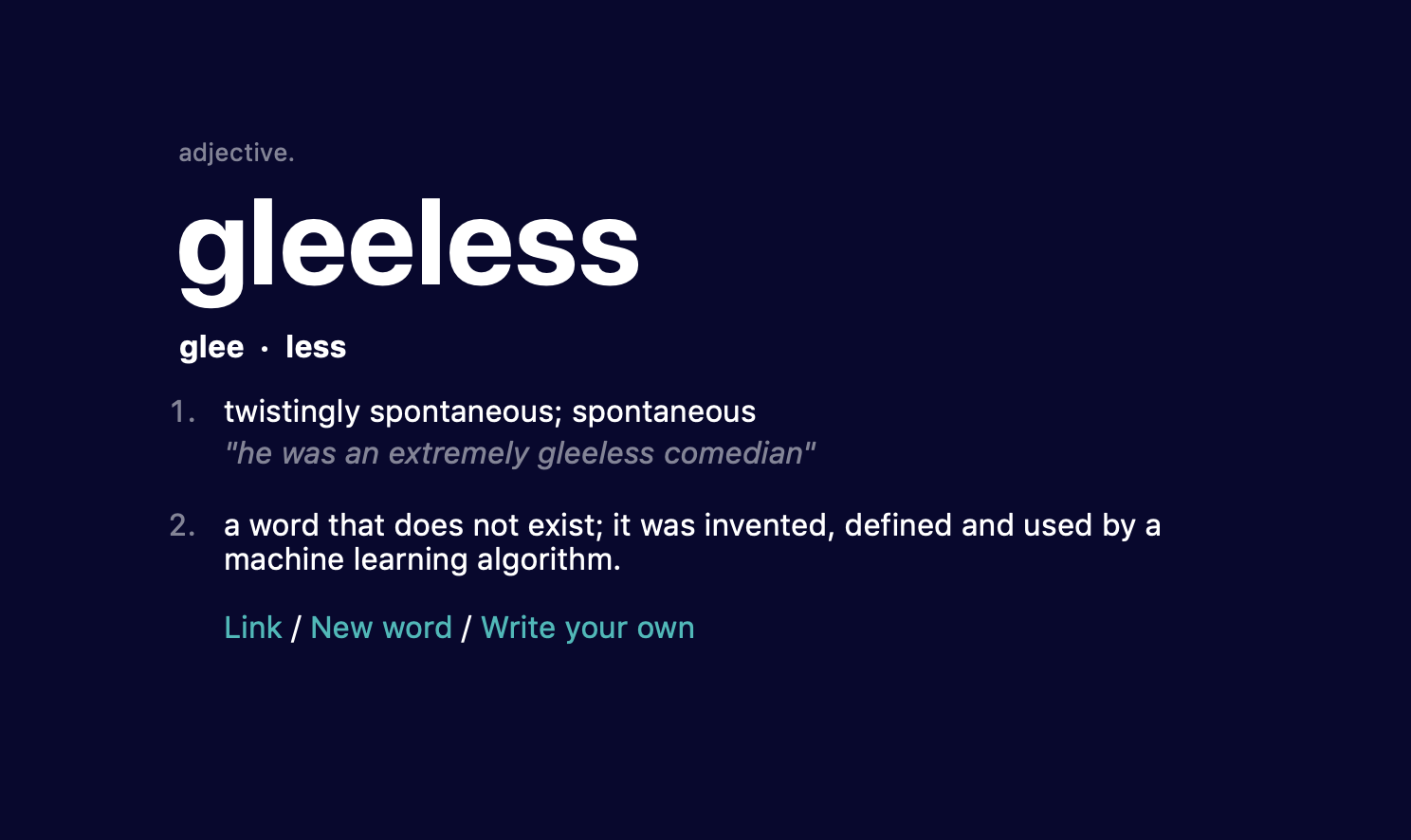 Machine learning to make a dictionary of words that do not exist