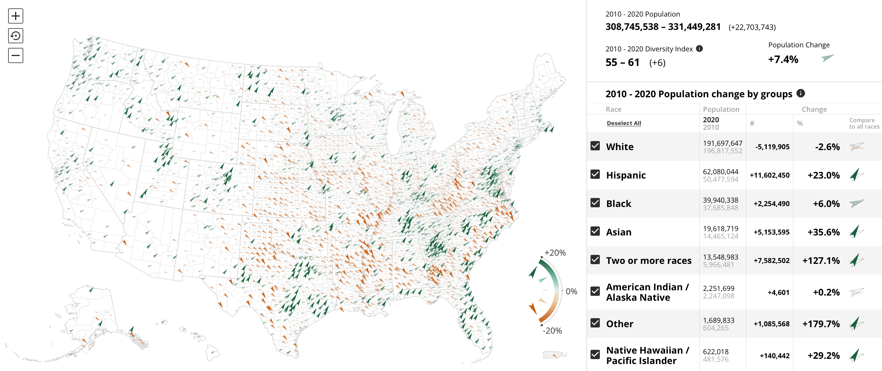 Census Mapper, a tool to visualize population and racial shifts