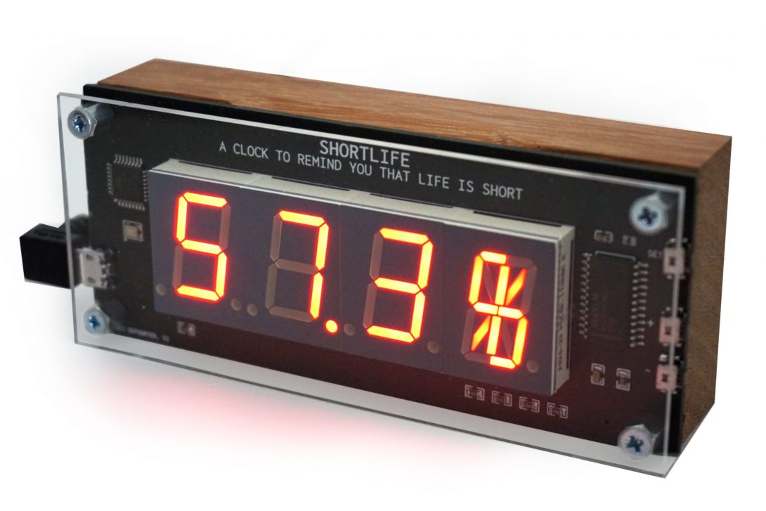 Clock shows percentage of life lived so far Where