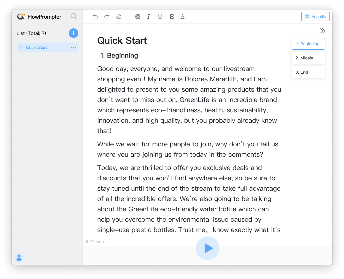 Teleprompter for mac desktop FlowPrompter