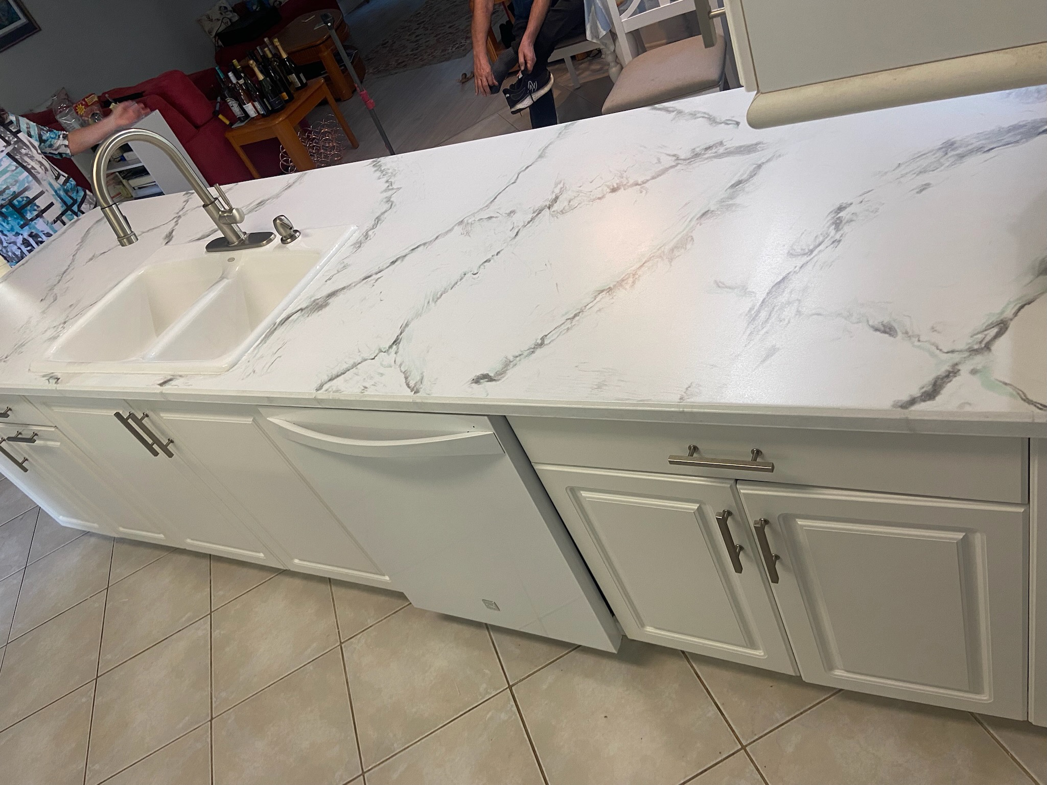 White and Gray Modern Epoxy Kitchen Countertop - FL Resin