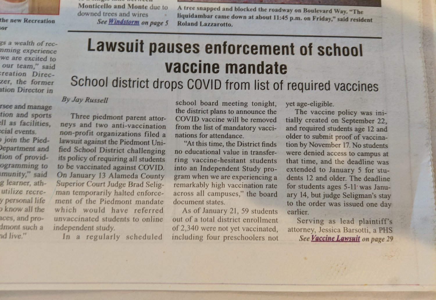 ANOTHER FLTJ COMMUNITY WIN Piedmont USD Drops Its CV19 Mandate