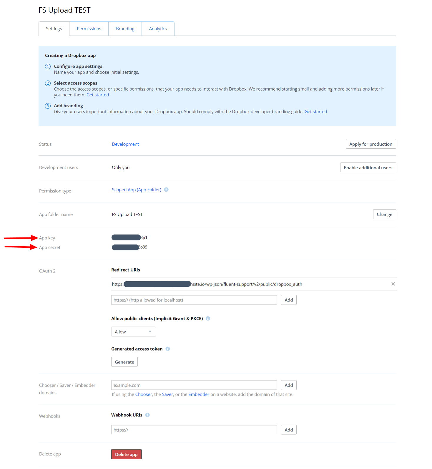 Dropbox Integration Fluent Support