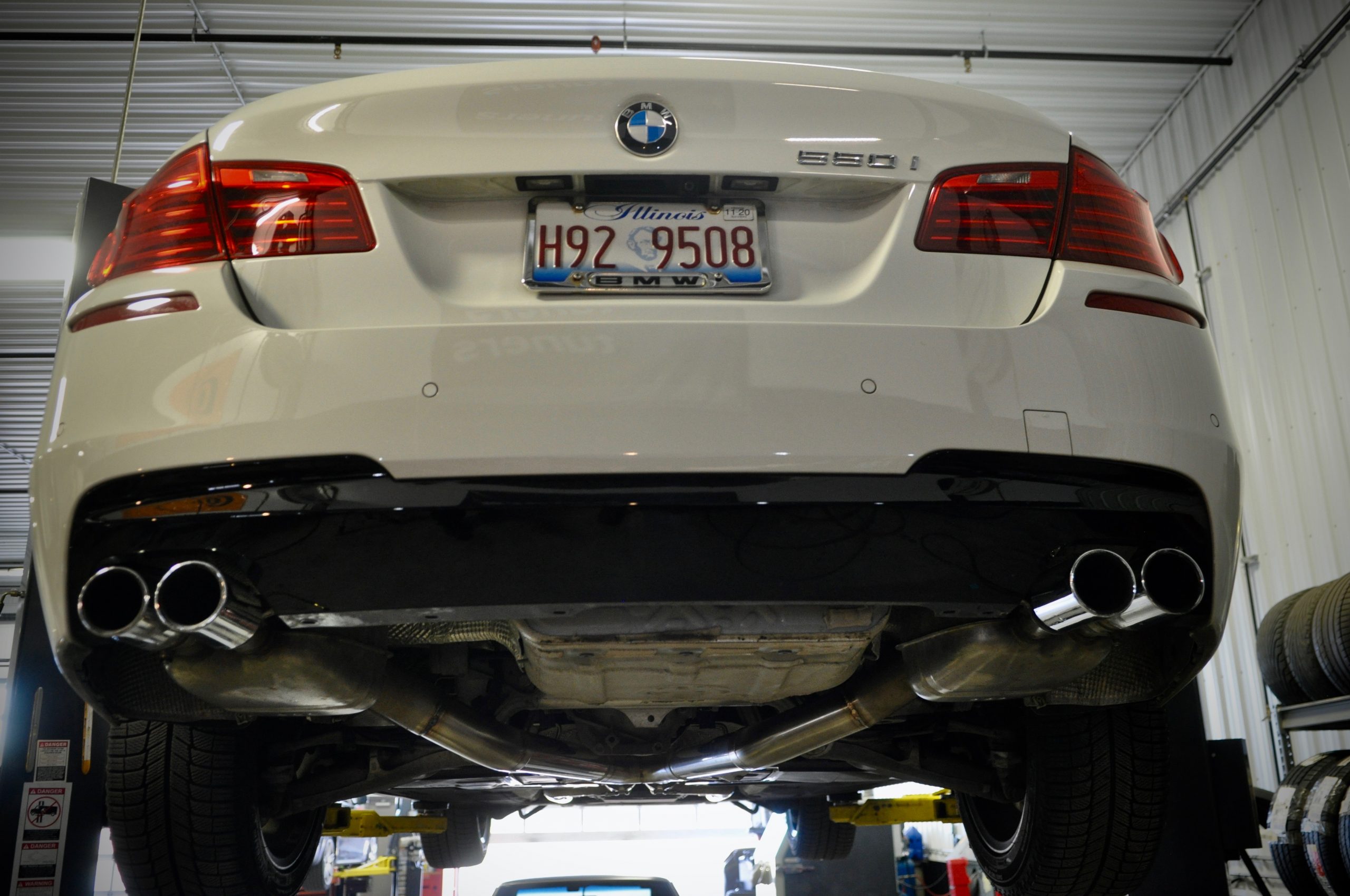 Custom X Pipe with M5 Mufflers for a F10 BMW 550i Car Repair