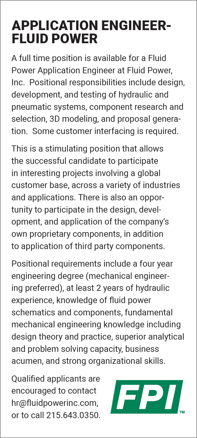 Jobs Hydraulics and Pneumatics Fluid Power Journal
