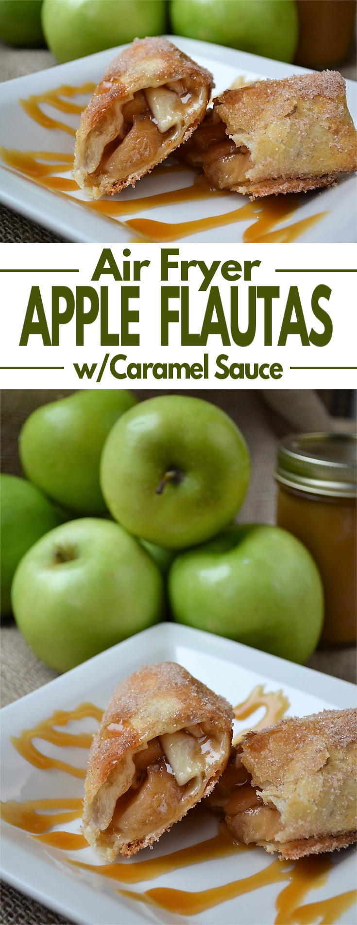 Air Fryer Caramel Apple Pie Flautas Fluster Buster