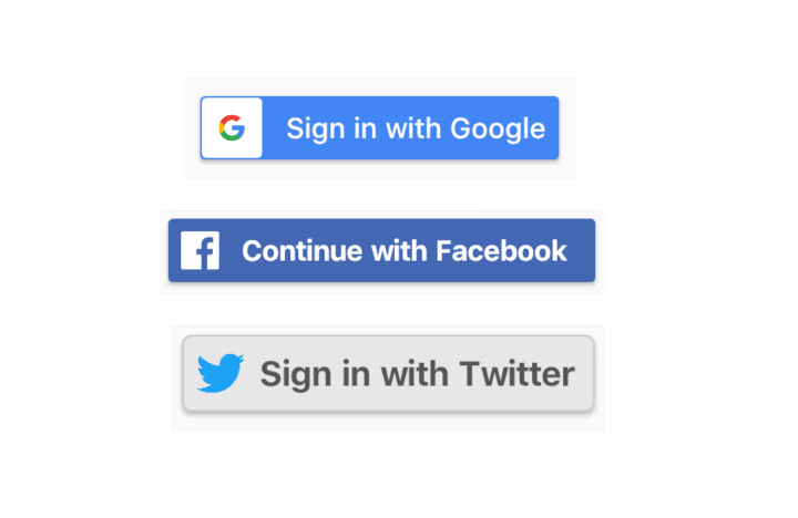Flutter buttons for Facebook Google and Twitter sign in