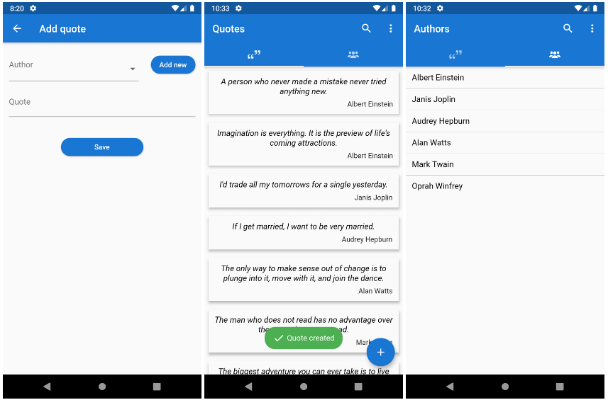 Flutter app for storing quotes Mobile App Development