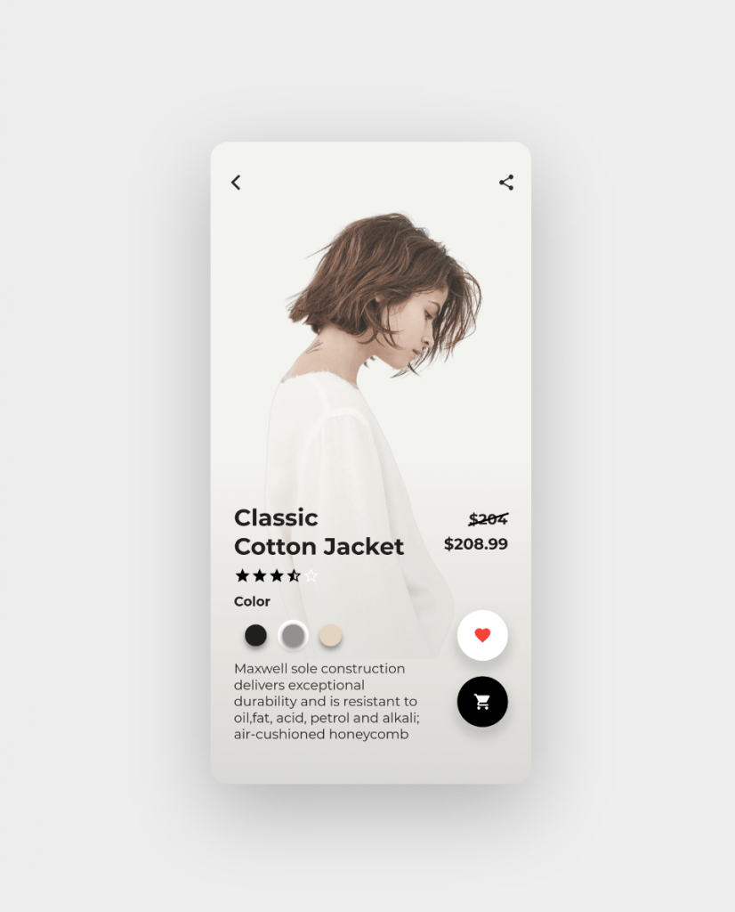 fancy fashion app ui