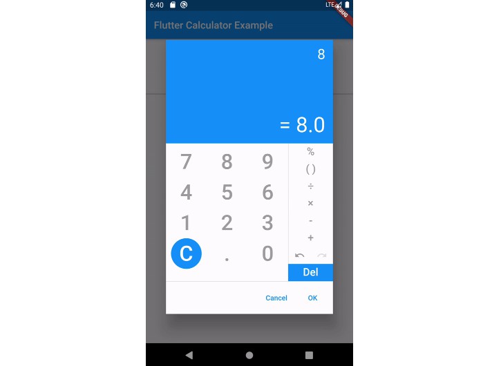 A simple and powerful flutter calculator widget