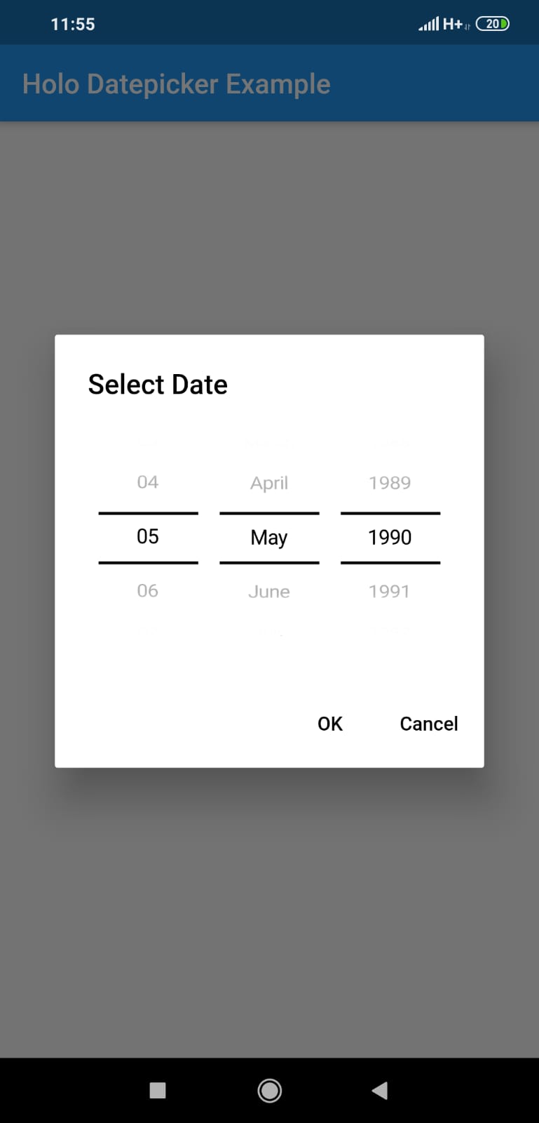 A Flutter package of datepicker like Holo Theme in Android