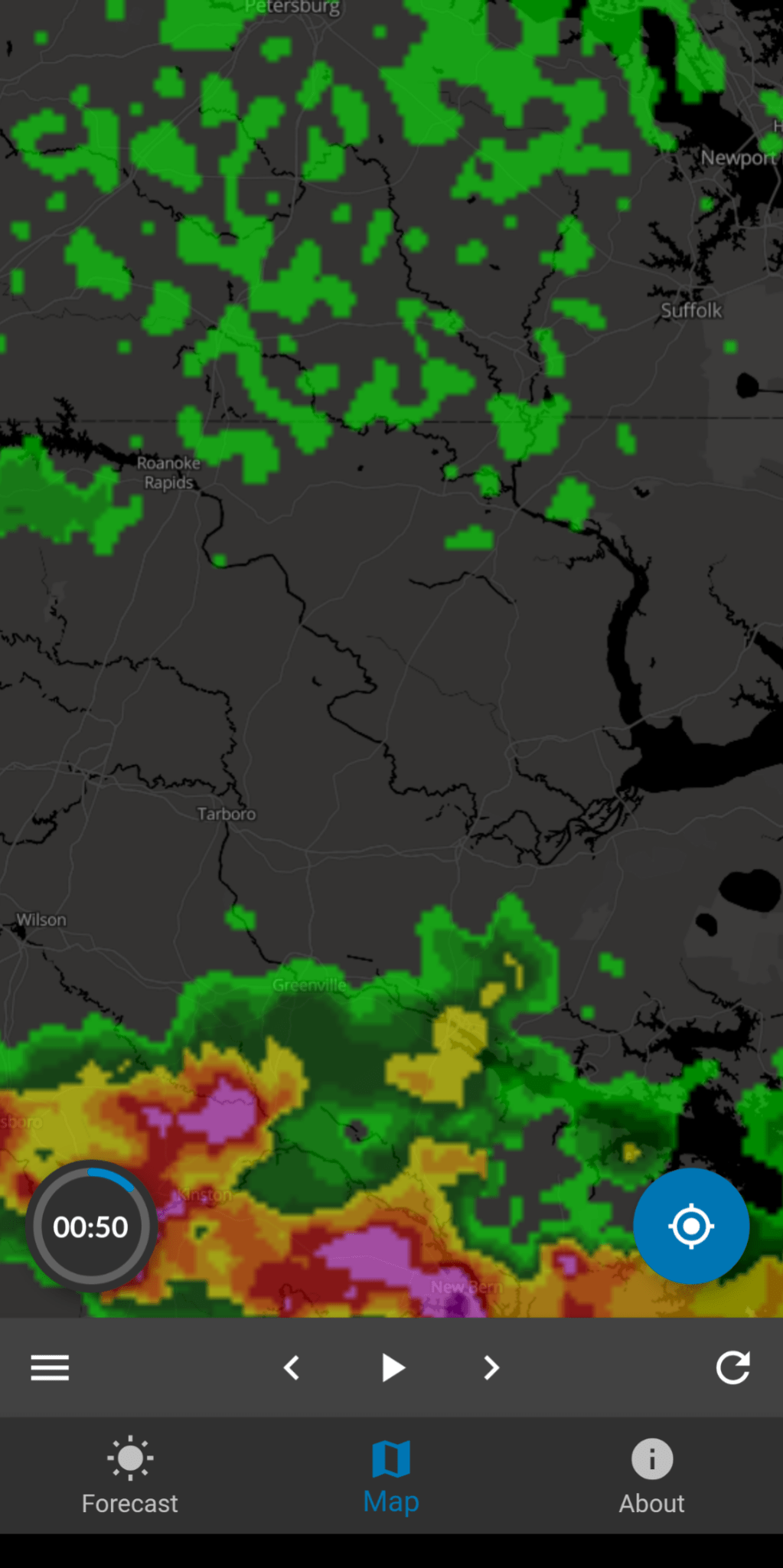 Flutter app for shortterm rain forecasts with MAPLE nowcasting