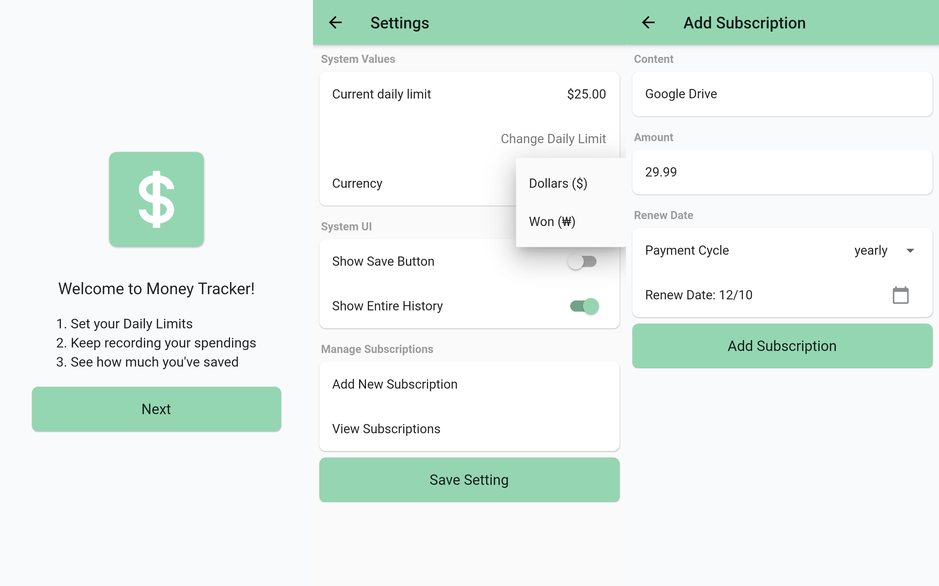 Money Tracking App using Flutter