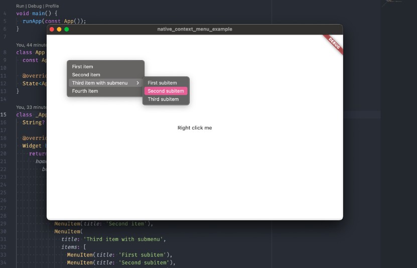 context menu Flutter Awesome