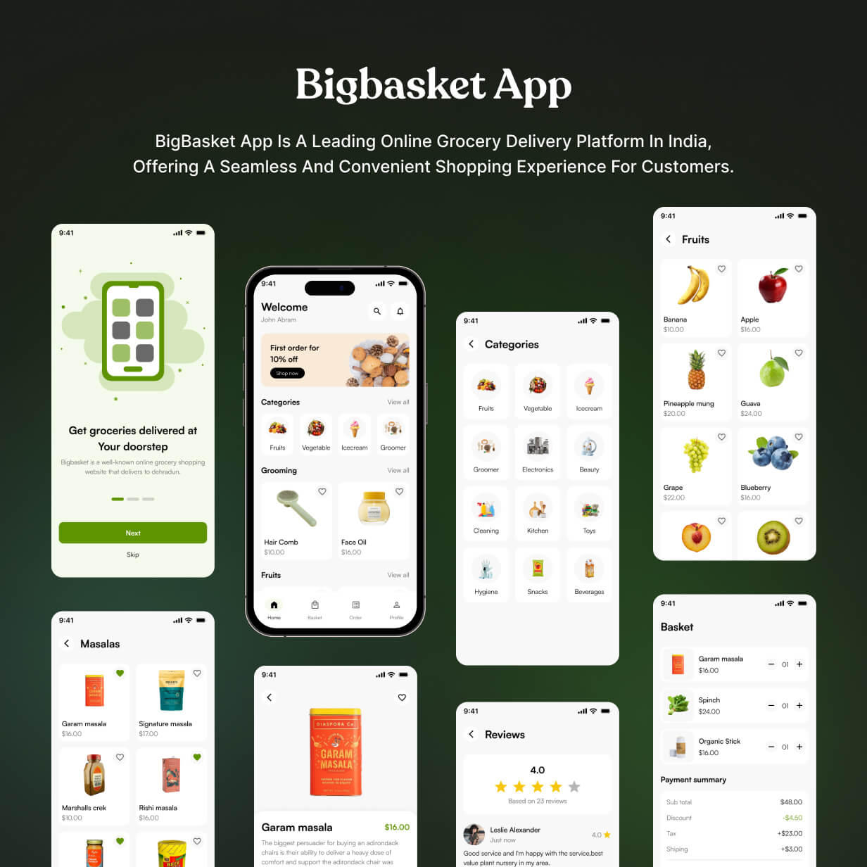 BigBasket UI template App in Flutter FreshCart App template Graphicfort