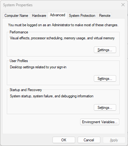 System Variables in Windows