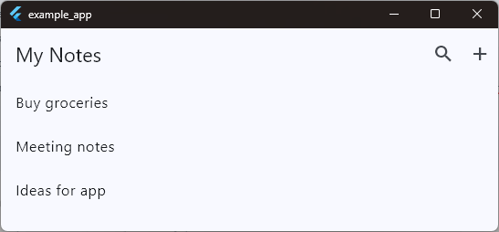 appBar with title, and actions list
