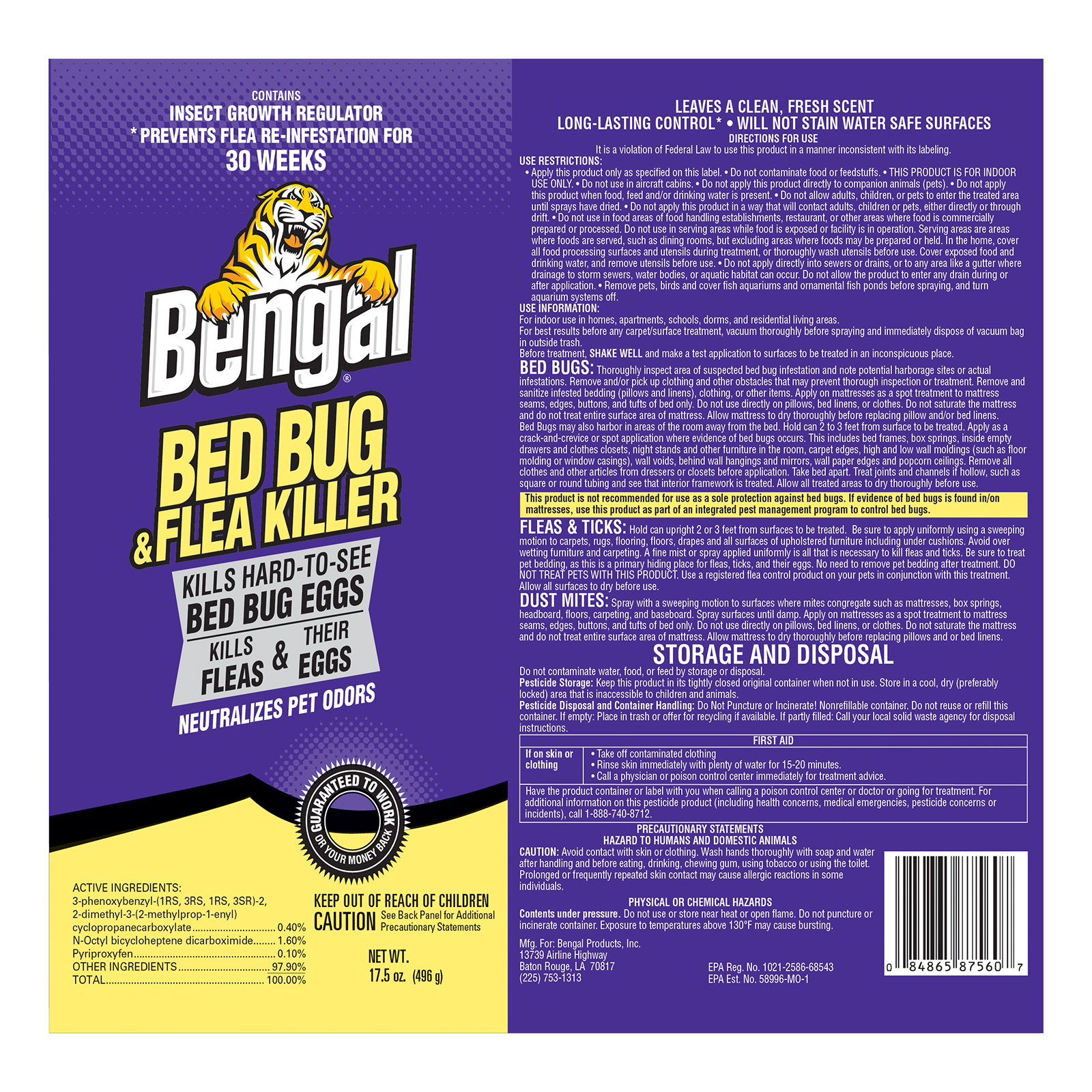 Bed Bug & Flea Killer Continuous Protection Bengal Products