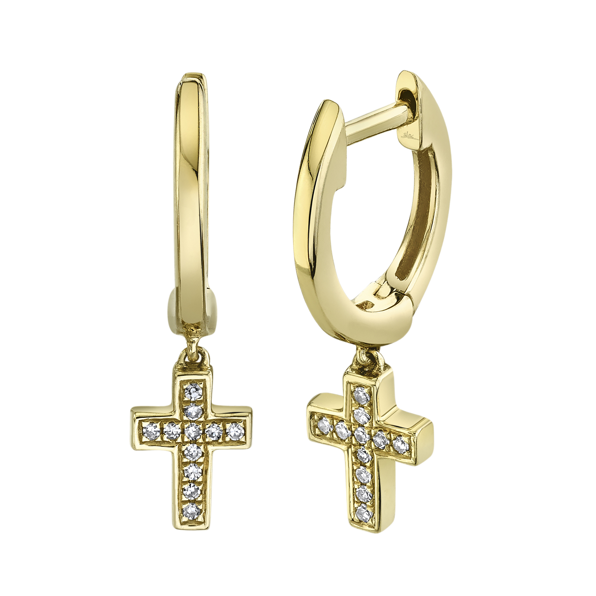 Cross Charm Huggie Earrings Antons Fine Jewelry Baton Rouge, Louisiana