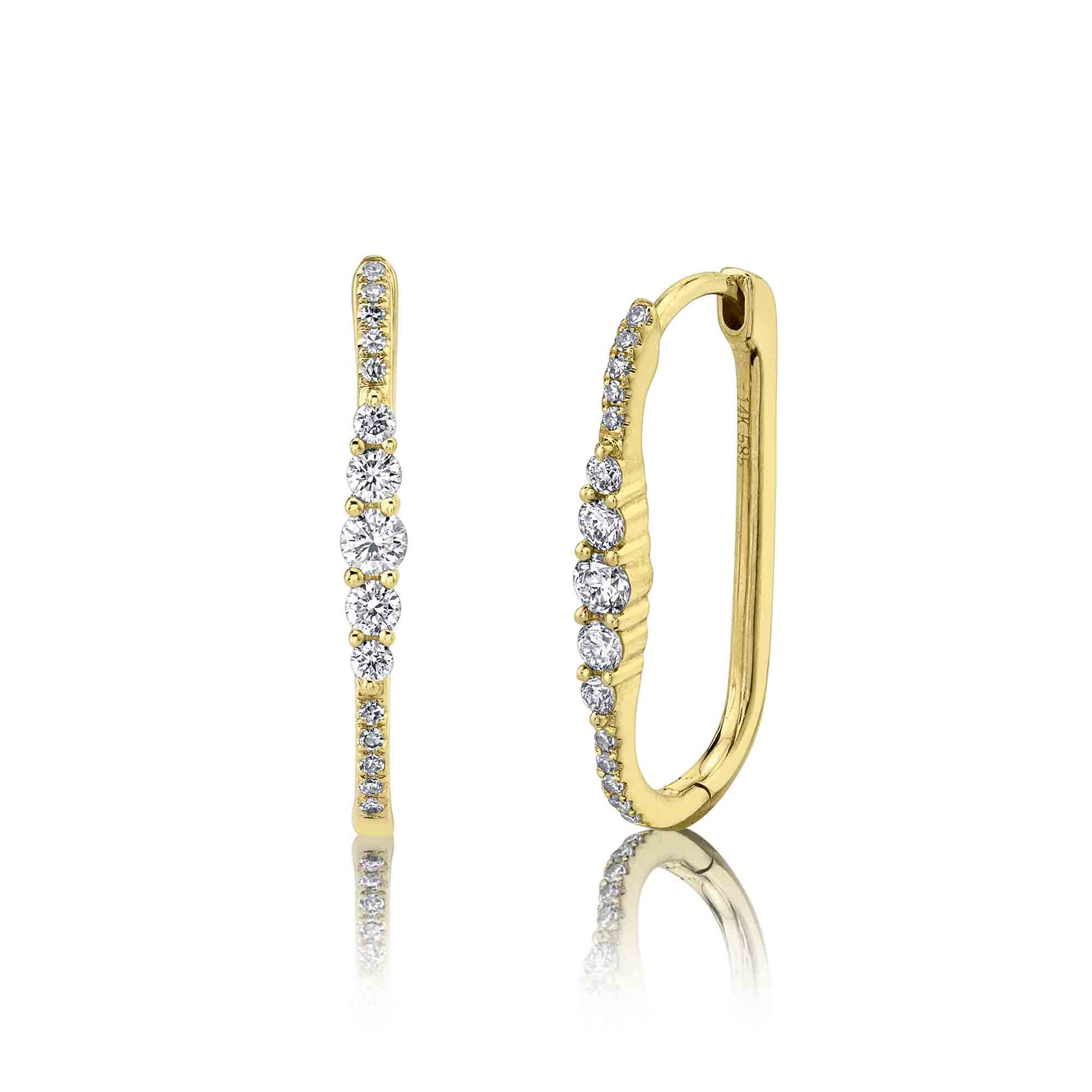 Diamond Oval Hoop Earrings Antons Fine Jewelry Baton Rouge, Louisiana