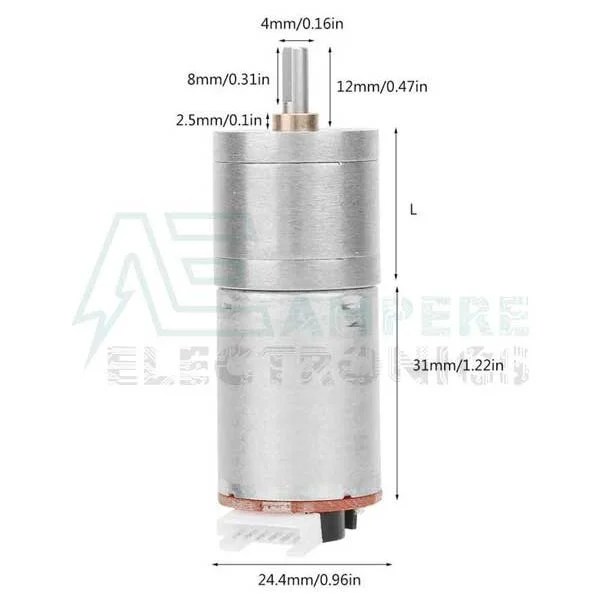 25GA370 DC Gear Motor With Encoder 250RPM 12Vdc Flux Electronix