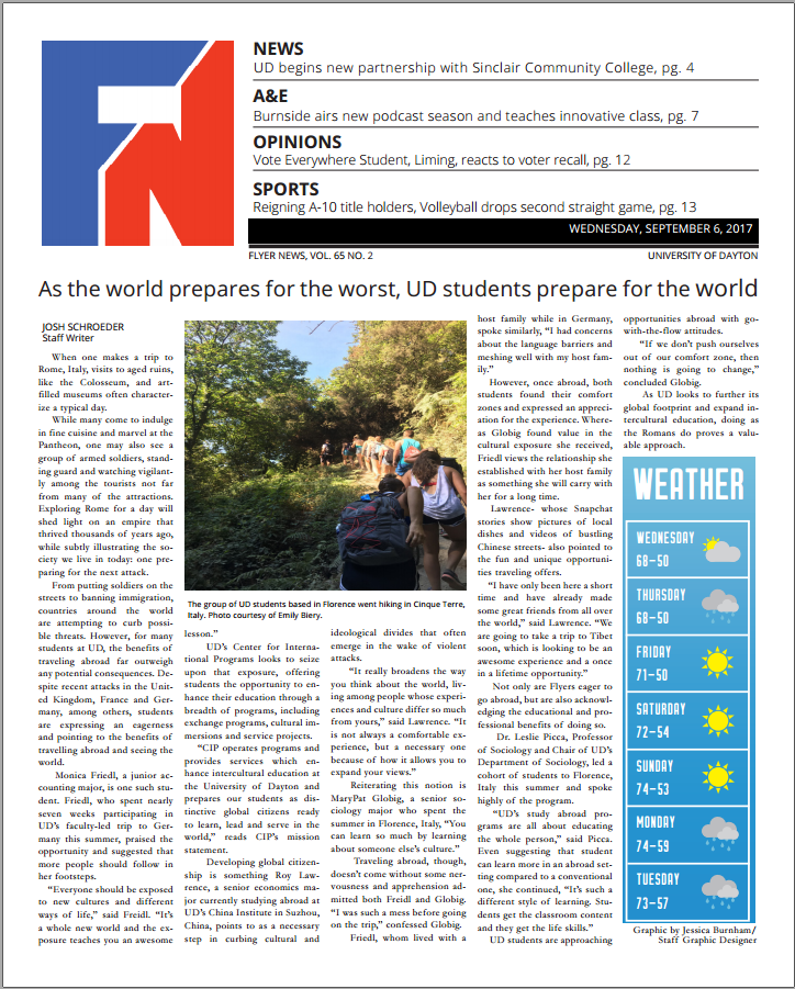 Issue2_20172018 Flyer News Univ. of Dayton's Student Newspaper