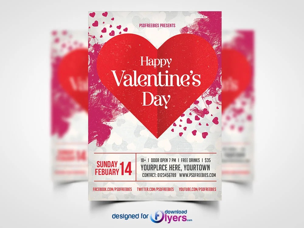 Valentines Party Flyer PSD Template Freebie Flyer PSD