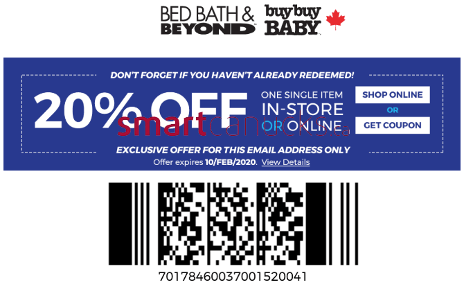 Bed Bath And Beyond 20 Off Coupon Canada Online Bed Western