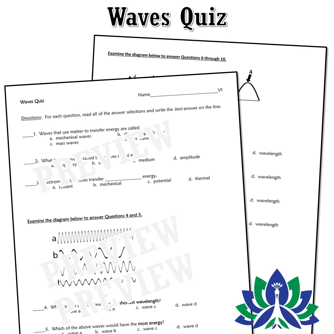 Waves, Sound, and Light Quiz and Test Bundle Flying Colors Science