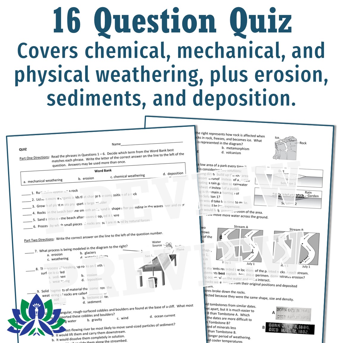 Changes to Earth's Surface Weathering and Erosion QUIZ Flying Colors