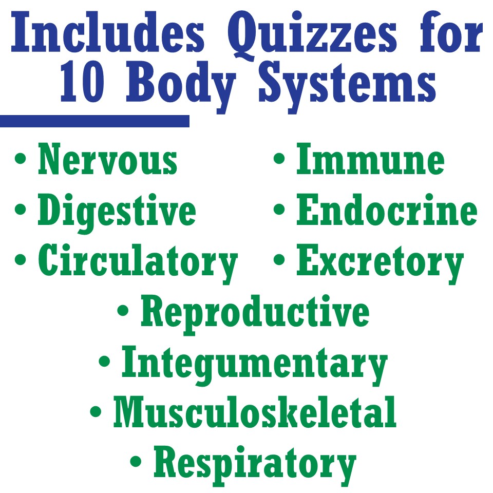 Set of 10 Human Body Organ Systems Quizzes Flying Colors Science
