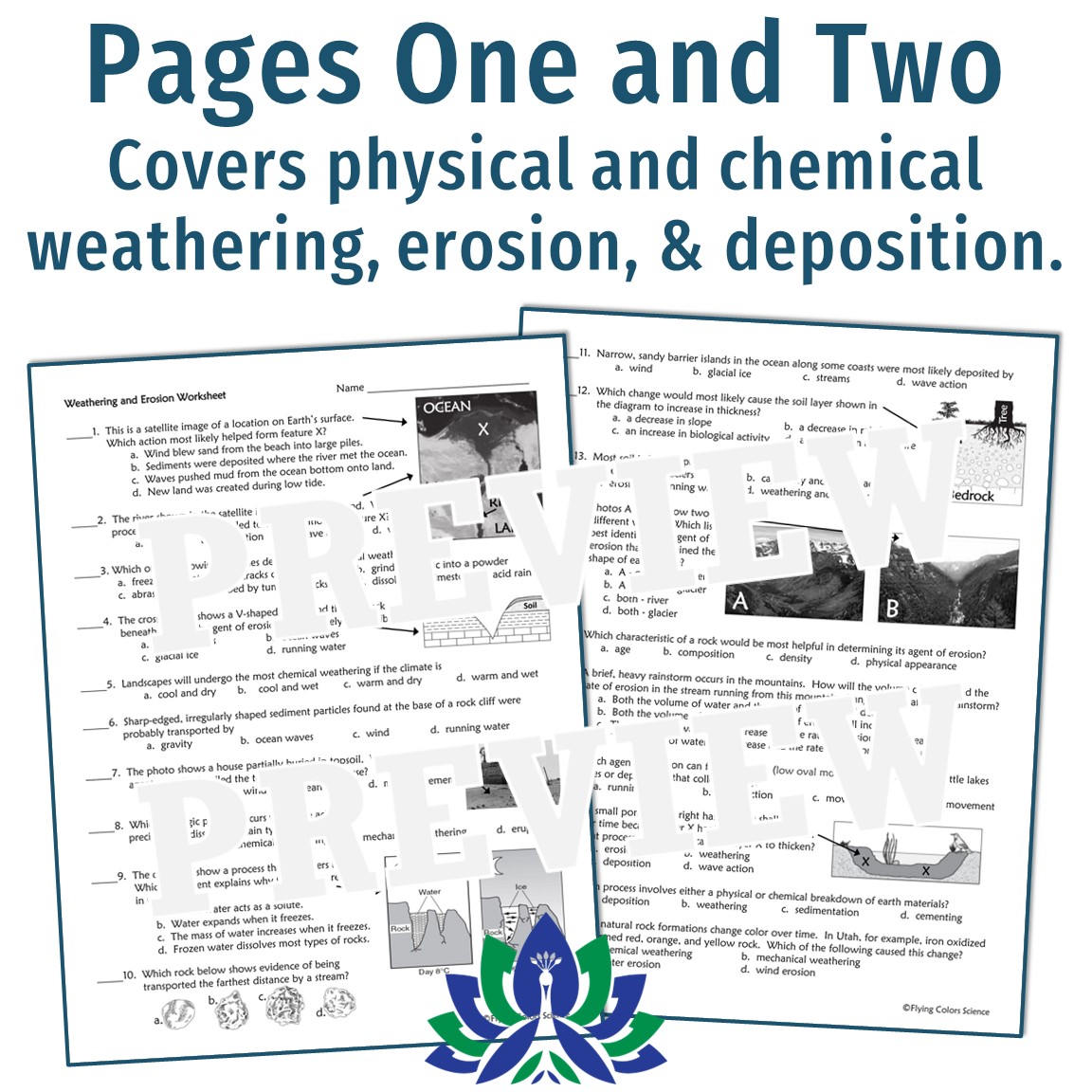 Weathering and Erosion Worksheet - Flying Colors Science