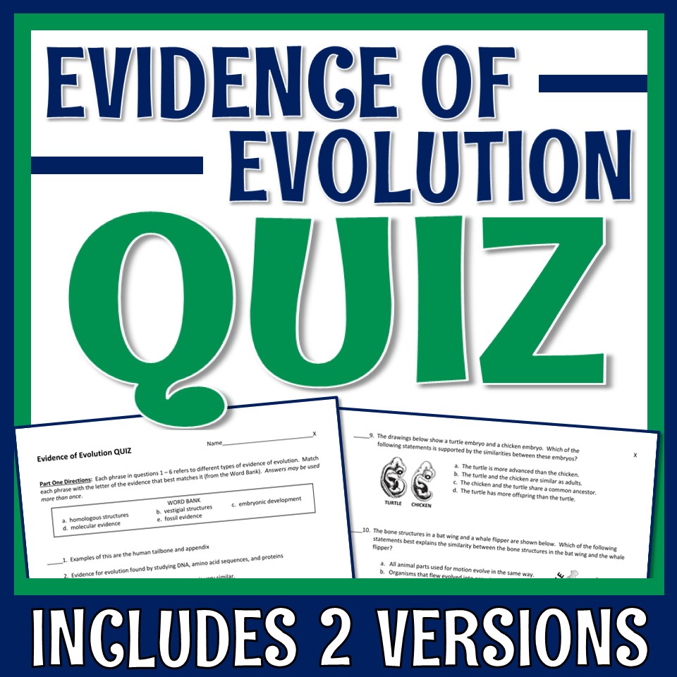 Evidence of Evolution QUIZ Flying Colors Science