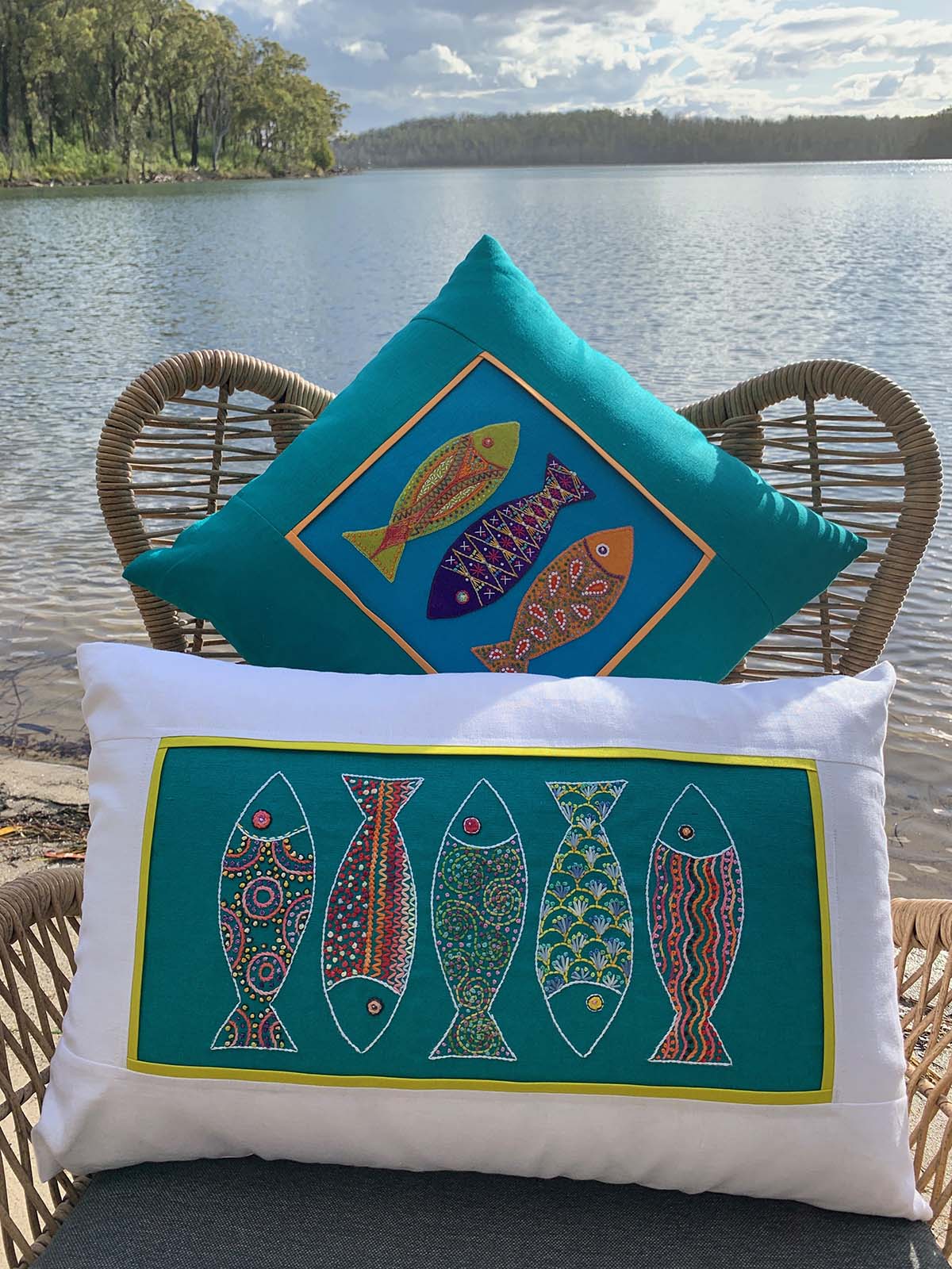 Cushions Flying Fish Kits by Wendy Williams