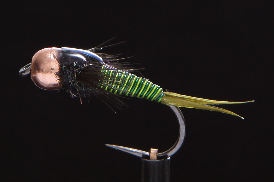 Two Tone Copper John chartreuse green Nymhen Fliegen
