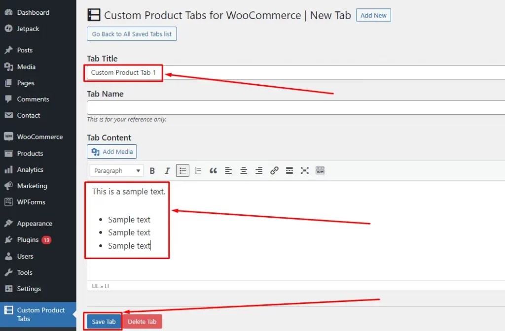 How to add custom product tabs to with or without plugin