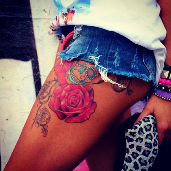 Thigh Sugar Skull Tattoo - Fmag.com 564_x_564_jpg