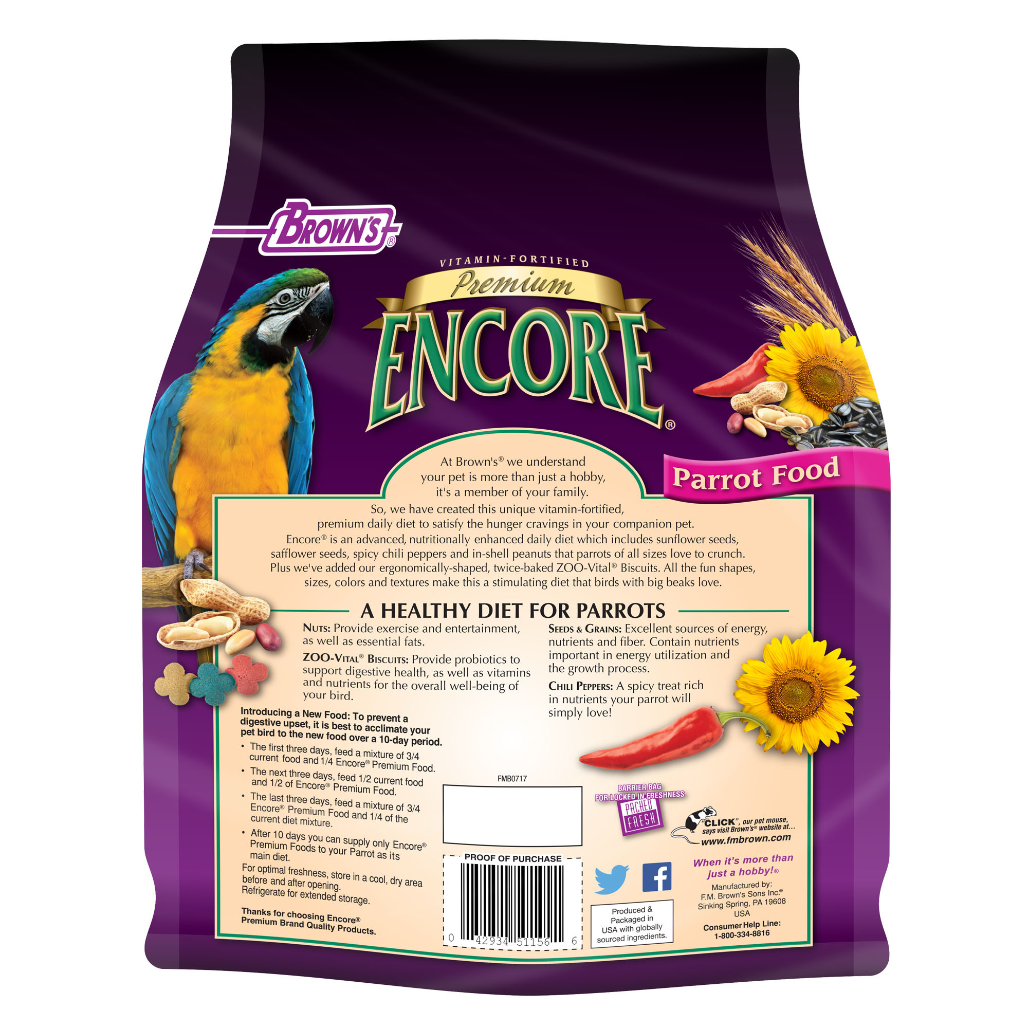 Brown's Pet Food Encore® Premium Parrot Food