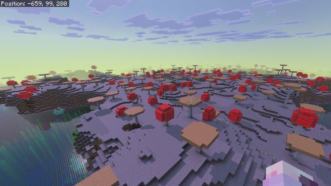 Mushroom Fields biome seed for Minecraft Bedrock